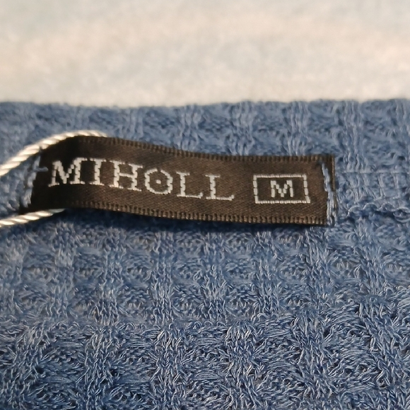 NWT Miholl Sleeveless Solid Blue Twist Knot Waffle Knit Top SZM - Picture 2 of 7